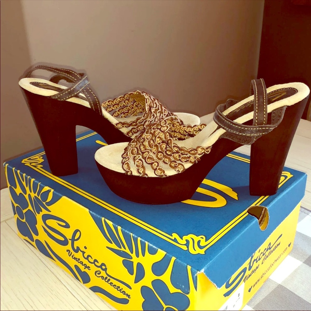 SBICCA VINTAGE WOMENS GYPSY PUMP BROWN/MULTI SZ 8
